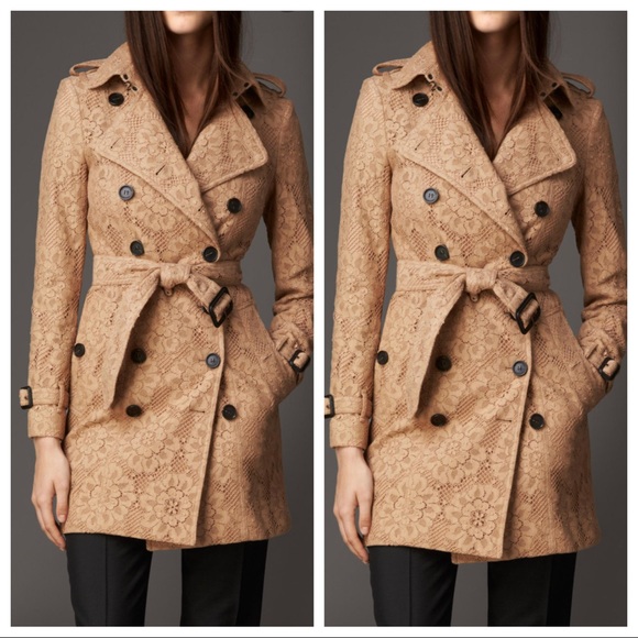 Burberry Jackets & Blazers - Burberry London english lace brown floral tan camel trench coat